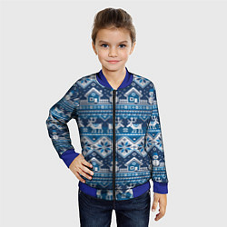 Бомбер детский Christmas Pattern, цвет: 3D-синий — фото 2