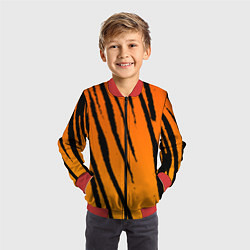 Бомбер детский Шкура тигра диагональ, цвет: 3D-красный — фото 2