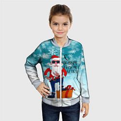 Бомбер детский Hipster Santa 2022, цвет: 3D-серый — фото 2