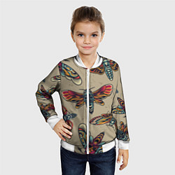 Бомбер детский Мотыльки-черепа, цвет: 3D-белый — фото 2