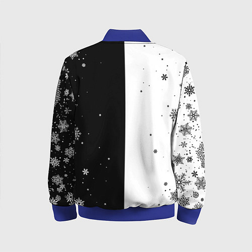 Детский бомбер НОВОГОДНИЙ МОНОКУМА ЧЁРНО БЕЛЫЙ НОВЫЙ ГОД 2022 / 3D-Синий – фото 2