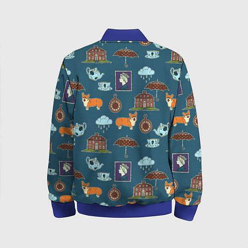 Детский бомбер Англия паттерн / 3D-Синий – фото 2