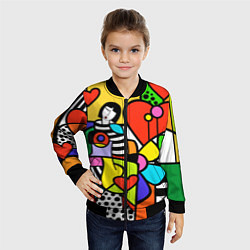 Бомбер детский Romero Britto - valentines day, цвет: 3D-черный — фото 2