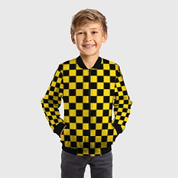 Бомбер детский Такси Шахматные Клетки, цвет: 3D-черный — фото 2
