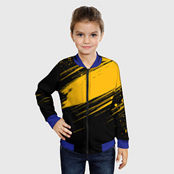 Бомбер детский Black and yellow grunge, цвет: 3D-синий — фото 2