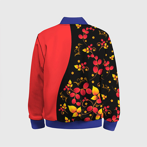 Детский бомбер Хохлома Русская роспись / 3D-Синий – фото 2
