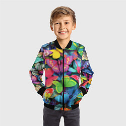 Бомбер детский Стая бабочек Pattern, цвет: 3D-черный — фото 2