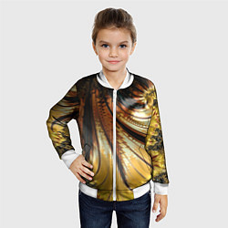 Бомбер детский Черный с золотым фрактал Абстракция, цвет: 3D-белый — фото 2