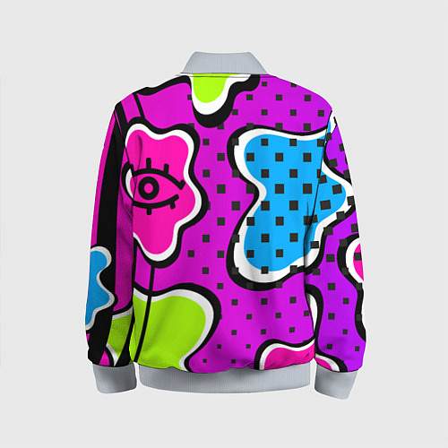 Детский бомбер Яркий абстрактный узор в стиле 90х, неоновые цвета / 3D-Серый – фото 2