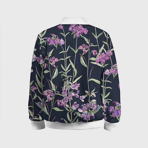 Детский бомбер Цветы Фиолетовые / 3D-Белый – фото 2