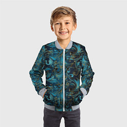 Бомбер детский Blue Abstract Узоры, цвет: 3D-серый — фото 2
