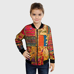 Бомбер детский Пэчворк Лоскутное одеяло Patchwork Quilt, цвет: 3D-черный — фото 2