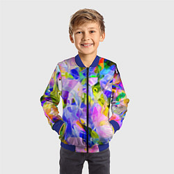 Бомбер детский Красочный цветочный узор Весна - Лето 2023 Colorfu, цвет: 3D-синий — фото 2
