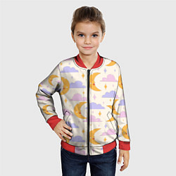 Бомбер детский ЗВЕЗДЫ И ЛУНА В СТИЛЕ 70х, цвет: 3D-красный — фото 2