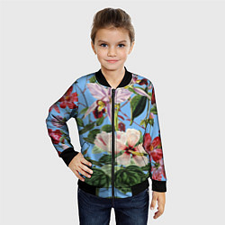 Бомбер детский Цветы Сине-Цветочный Букет, цвет: 3D-черный — фото 2