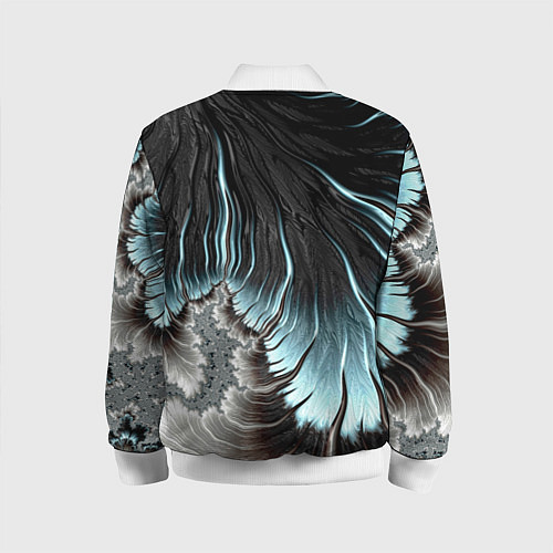 Детский бомбер Черно-бирюзовый фрактал Абстракция / 3D-Белый – фото 2