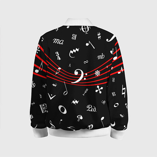 Детский бомбер Нотные Знаки с Нотным Станом / 3D-Белый – фото 2