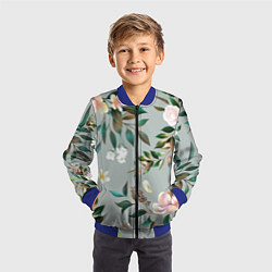 Бомбер детский Цветы Цветочный Букет, цвет: 3D-синий — фото 2