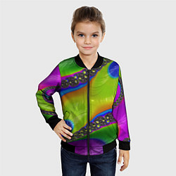 Бомбер детский Кислотный фрактал Абстракция, цвет: 3D-черный — фото 2