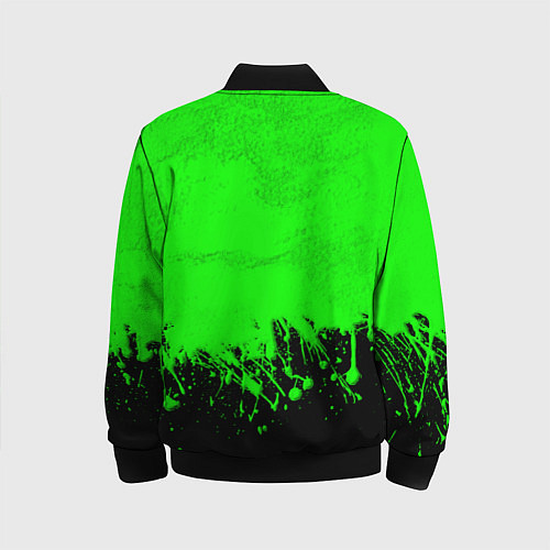 Детский бомбер САЛАТОВЫЕ НЕОНОВЫЕ БРЫЗГИ КРАСКИ / 3D-Черный – фото 2