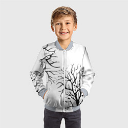 Бомбер детский Черные ветки деревьев на белом фоне, цвет: 3D-серый — фото 2