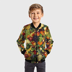 Бомбер детский Вкусные Летние Фрукты, цвет: 3D-черный — фото 2