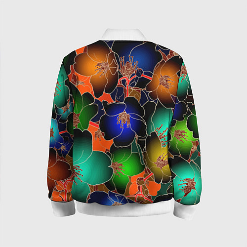 Детский бомбер Vanguard floral pattern Summer night Fashion trend / 3D-Белый – фото 2