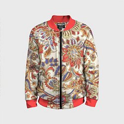 Бомбер детский Цветочный винтажный орнамент, цвет: 3D-красный