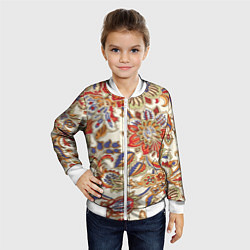 Бомбер детский Цветочный винтажный орнамент, цвет: 3D-белый — фото 2