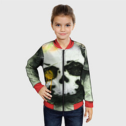 Бомбер детский Череп на поверхности в красках - Жёлтый, цвет: 3D-красный — фото 2