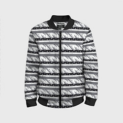 Детский бомбер Черные и белые полосы и звезды