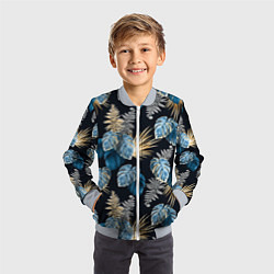 Бомбер детский Свет неоновых листьев, цвет: 3D-серый — фото 2