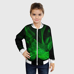 Бомбер детский Зелёный абстрактный дым, цвет: 3D-белый — фото 2