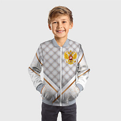 Бомбер детский Герб России white gold, цвет: 3D-серый — фото 2