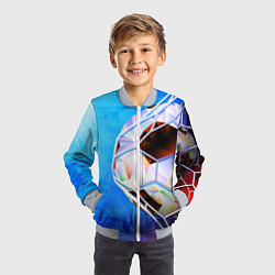 Бомбер детский Футбольный мяч в сетке ворот, цвет: 3D-серый — фото 2