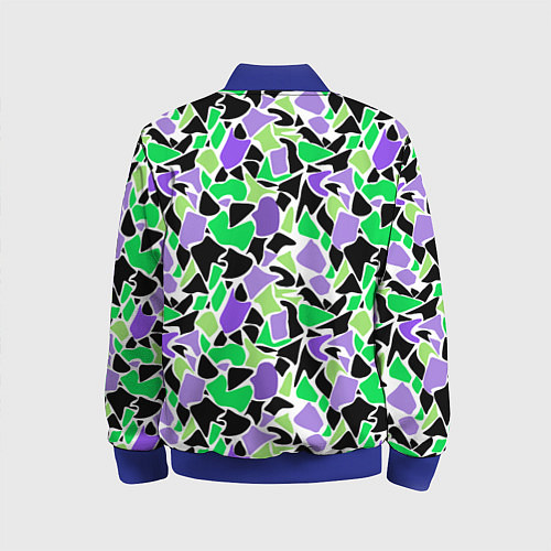 Детский бомбер Зелено-фиолетовый абстрактный узор / 3D-Синий – фото 2