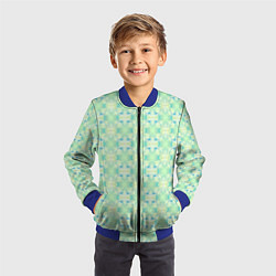 Бомбер детский Нежно-салатовый абстрактный паттерн, цвет: 3D-синий — фото 2