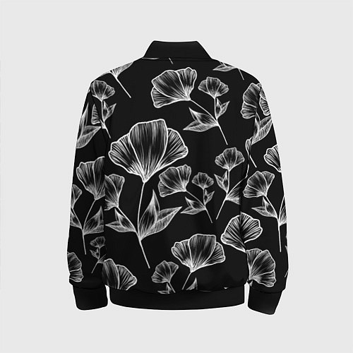 Детский бомбер Графичные цветы на черном фоне / 3D-Черный – фото 2