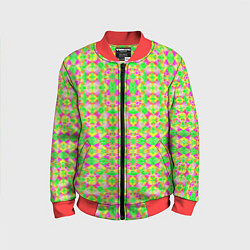 Детский бомбер Желтый, зеленый, малиновый калейдоскопический неон