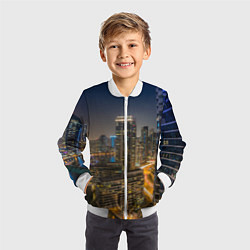 Бомбер детский Ночной красочный город, цвет: 3D-белый — фото 2