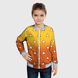 Бомбер детский Оранжевое кимоно с треугольниками - Зеницу клинок, цвет: 3D-серый — фото 2