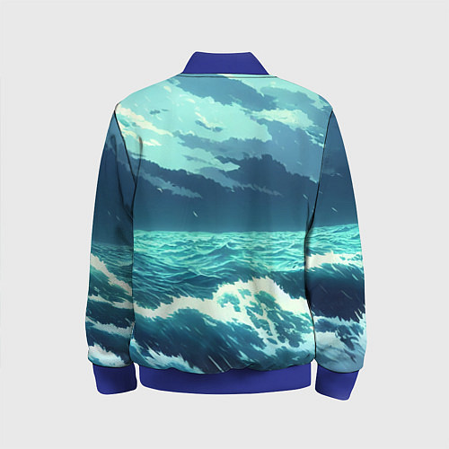 Детский бомбер Цунами в стиле аниме - рисунок / 3D-Синий – фото 2