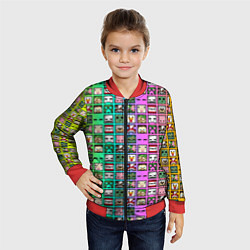 Бомбер детский Minecraft characters neon, цвет: 3D-красный — фото 2