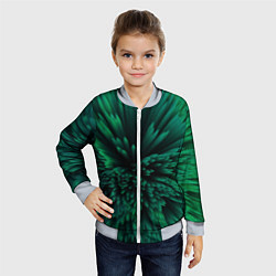 Бомбер детский Объёмные острые зелёные фигуры, цвет: 3D-серый — фото 2