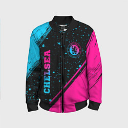 Бомбер детский Chelsea - neon gradient: надпись, символ, цвет: 3D-черный