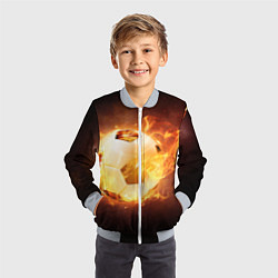 Бомбер детский Футбольный мяч огонь, цвет: 3D-серый — фото 2