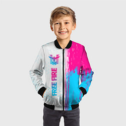 Бомбер детский Free Fire neon gradient style: по-вертикали, цвет: 3D-черный — фото 2