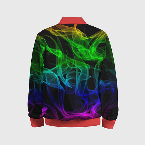 Детский бомбер Разноцветный неоновый дым / 3D-Красный – фото 2
