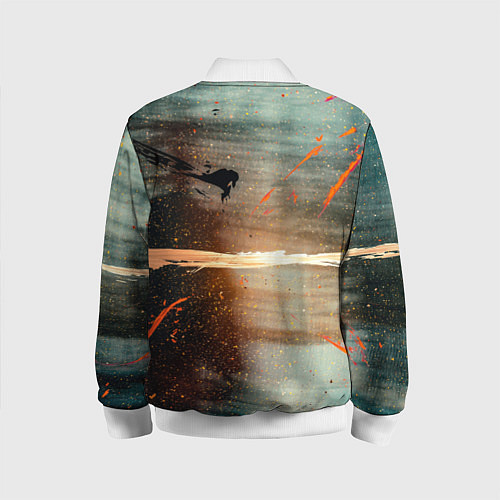 Детский бомбер Светло-синий абстрактный фон и брызки красок / 3D-Белый – фото 2