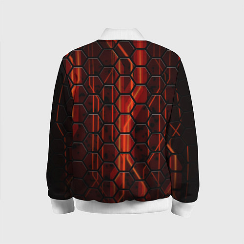 Детский бомбер Соты на красном фоне / 3D-Белый – фото 2